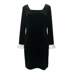 Vintage Laura Ashley Long Sleeve With White Cuffs Velvet Dress Women's 10US